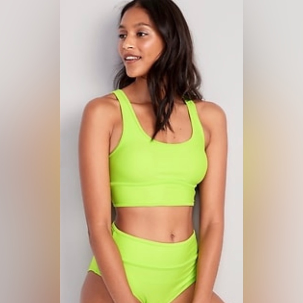 Old Navy Scoop-Neck Bikini Swim Top for Women in Lemon Lime in XXL